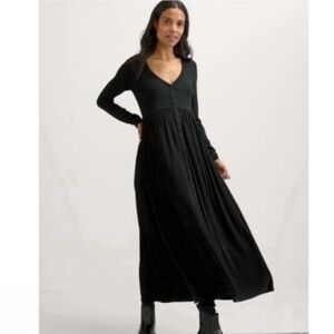 HATCH The Softest Rib Long Sleeve Maternity Nursing Dress in Black MEDIUM